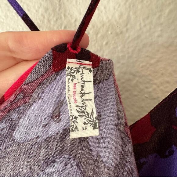 Free People Sweet Lucy Coral Red Print Mini Dress Size Small - Picture 10 of 11